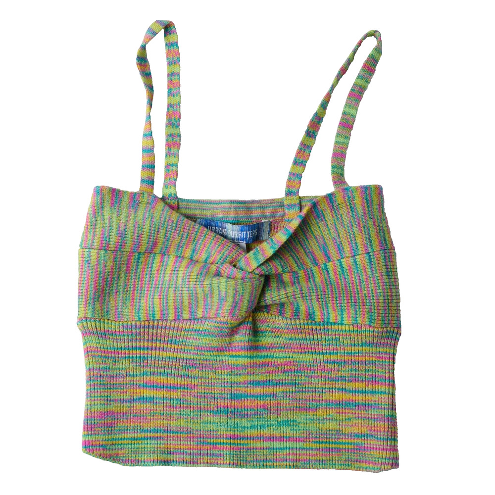 Urban‎ Outfitters Darby Knotted Cami Top XS Spaghetti Strap Festival Rainbowcore